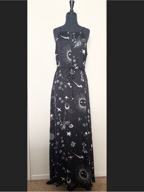 💫 rapsodia whimsigoth celestial floral print halter maxi dress